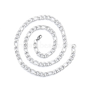 Men's 201 Stainless Steel Figaro Chains Necklace, Stainless Steel Color, 21.65 inch(55cm), Wide: 7mm(NJEW-N050-A08-7-55P)