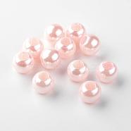 ABS Plastic Imitation Pearl European Beads, Large Hole Rondelle Beads, PapayaWhip, 11.5~12x10mm, Hole: 4~5mm, about 780pcs/500g(MACR-R530-12mm-A51)