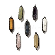 Natural Mixed Stone Big Pendants, Faceted Bullet Charms, with Antique Silver Tone Brass Chain and Stannum, Lead Free & Cadmium Free, 52~57x17~17.5x13~13.5mm, Hole: 4mm(G-F731-05)