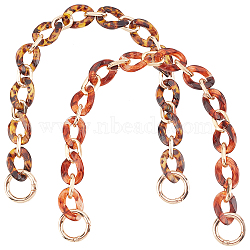 2Pcs 2 Colors Resin Curb Chain Bag Strap, with Alloy Clasps, for Bag Replacement Accessories, Mixed Color, 39x2.1cm, 1pc/color(DIY-WR0001-51)