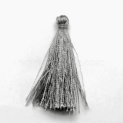 Polyester Tassel Pendant Decorations, Gray, 37~43x5mm, about 200pcs/bag(FIND-L001-07)