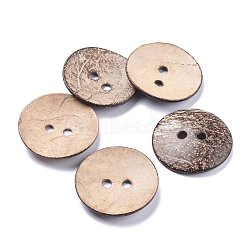 Natural Coconut Buttons, Large Buttons, 2-Hole, Flat Round, Coffee, 69.5x5.5mm, Hole: 7.5mm(BUTT-K008-01A)