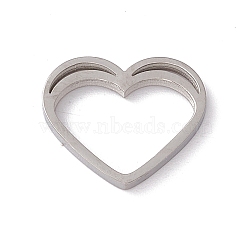 304 Stainless Steel Linking Rings, Mirror Finish, Double Heart, Stainless Steel Color, 11.5x14x1.3mm(STAS-G297-08P)