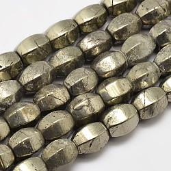 Natural Pyrite Lantern Beads Strands, 10x9mm, Hole: 1mm; about 39pcs/strand, 15.7inches(G-F197-03-9x10mm)