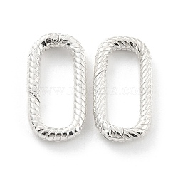 925 Sterling Silver Spring Gate Rings, Grooved Oval, Silver, 17x9.5x2.5mm, Inner Diameter: 13x5mm(STER-Z001-106S)