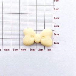 Resin Cabochons, DIY for Earrings & Bobby pin Accessories, Bowknot, Light Yellow, 34.5~35x21mm(RESI-CJC0007-06B)