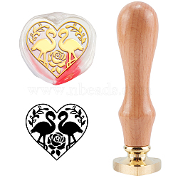 DIY Scrapbook, Brass Wax Seal Stamp with Handle, Flamingo Pattern, 2.5cm(AJEW-WH0186-0015)