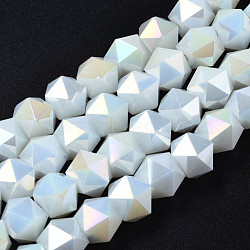 Electroplate Glass Beads Strands, AB Color Plated, Faceted, Star Cut Round Beads, Azure, 8x6.5x4mm, Hole: 1.2mm, about 70~72pcs/strand, 22.05~22.44 inch(56~57cm)(EGLA-S194-14A-A03)