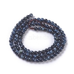 Natural Tiger Eye Beads Strands, Round, Dyed & Heated, Prussian Blue, 4mm, Hole: 0.8mm, about 108~110pcs/strand, 15.3 inch~15.75 inch(39~40cm)(G-P428-01A-4mm)