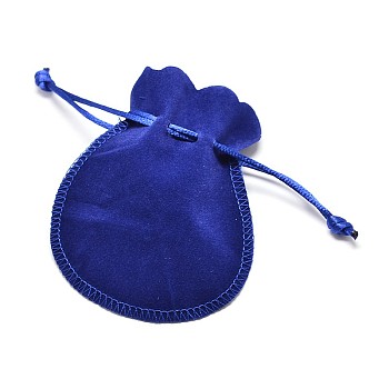 Velvet Bags Drawstring Jewelry Pouches, for Party Wedding Birthday Candy Pouches, Blue, 16x13cm