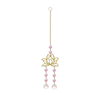 Glass Wind Chimes, Suncatcher Pendant Decorations, Flower, 350mm