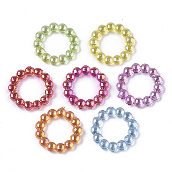 Transparent AS Plastic Linking Rings, AB Color Plated, Pearlized, Round Ring, Mixed Color, 14.5x2.5mm, Inner Diameter: 8.5mm, about 2700pcs/500g