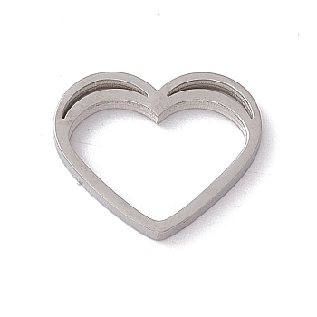 304 Stainless Steel Linking Rings, Mirror Finish, Double Heart, Stainless Steel Color, 11.5x14x1.3mm