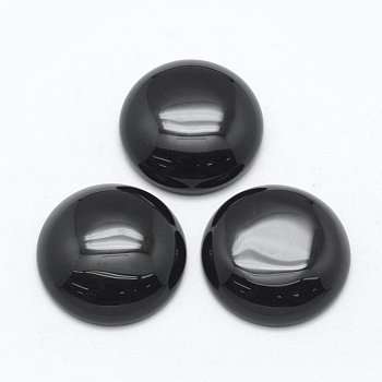 Natural Obsidian Cabochons, Flat Round, 24.5~25x4~7mm