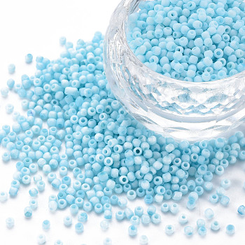 13/0 Glass Seed Beads, Macaron Color, Round Hole, Round, Cyan, 13/0, 2~2.3x1.5mm, Hole: 0.8mm, about 450g/bag