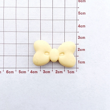 Resin Cabochons, DIY for Earrings & Bobby pin Accessories, Bowknot, Light Yellow, 34.5~35x21mm