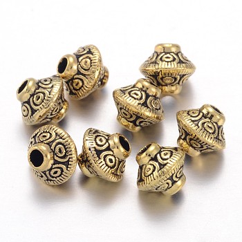 Tibetan Style Spacer Beads, Lead Free & Cadmium Free, Bicone, Antique Golden, 5.4x6.3mm, Hole: 1mm