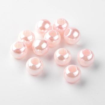 ABS Plastic Imitation Pearl European Beads, Large Hole Rondelle Beads, PapayaWhip, 11.5~12x10mm, Hole: 4~5mm, about 780pcs/500g