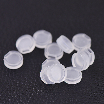Comfort Plastic Pads for Clip on Earrings, Anti-Pain, Clip on Earring Cushion, Clear, 7.5x3mm, Hole: 1.5x3.5mm