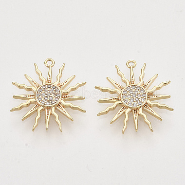 Real Gold Plated Clear Sun Brass+Cubic Zirconia Pendants