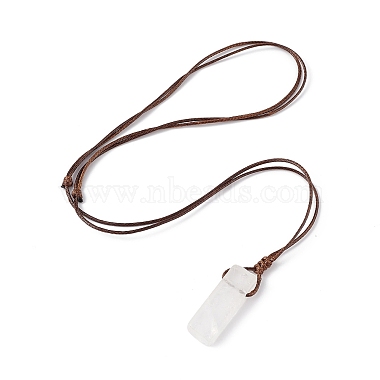 Natural Quartz Crystal Nugget Pendant Necklace with Waxed Cord for Women(NJEW-F306-01H)-2
