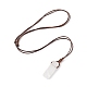 Natural Quartz Crystal Nugget Pendant Necklace with Waxed Cord for Women(NJEW-F306-01H)-2