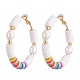 Boucles d'oreilles créoles heishi en laiton de style femmes de basket-ball(EJEW-JE04086-01)-1