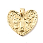 Brass Pendants, Heart Charms, Long-Lasting Plated, Rack Plating, Lead Free & Cadmium Free, Real 18K Gold Plated, 20x23x2.5mm, Hole: 5x3mm(KK-H267-018G)
