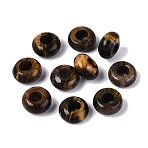 Natural Tiger Eye European Beads, Large Hole Beads, Rondelle, 13~14.5x6.5~8.5mm, Hole: 5.5~6mm(G-N359-17A-01)