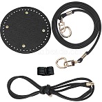 Imitation Leather Bag Bottoms & Purse Strap & Drawstring for Bucket Bag Set, with Iron & Alloy Findings, Black, 15.2x1cm(AJEW-CL0001-73B)