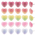 50Pcs 5 Colors Heart Gradient Color Druzy Resin Drawing Pins, with Iron Findings, Map Tacks Marking Pins, for Photos Wall, Maps, Bulletin Board or Corkboards, Platinum, Mixed Color, 15mm, 10pcs/color(AJEW-TAC00063)