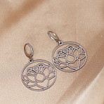 201 Stainless Steel Hoop Earrings, Hollow Flat Round with Flower, Stainless Steel Color, 43x27mm(FS-WG6B1B3-01)