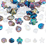 60Pcs 6 Styles Electroplate Glass Beads, Mixed Shapes, Mixed Color, 10~18x10.5~14x5~14mm, Hole: 1~1.2mm, 10pcs/style(GLAA-HY0001-45)