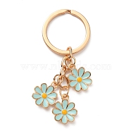 Cute Enamel Keychain, Colorful Daisy Keychain, for Women Girls Handbag Accessories, Aqua, 7.4cm(KEYC-WH0025-048G-02)