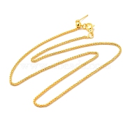 1.5mm Rack Plating Brass Wheat Chain Adjustable Slider Necklaces for Women Men, Cadmium Free & Lead Free, 901 Stainless Steel Clasp, Long-Lasting Plated, Real 18K Gold Plated, 18.31 inch(46.5cm)(MAK-L044-36G)