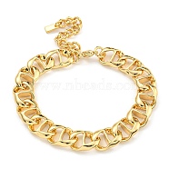 Ion Plating(IP) 304 Stainless Steel Twisted Chain Bracelets for Women, Real 14K Gold Plated, 7-1/2 inch(19.2cm)(BJEW-A017-02G)