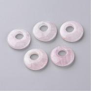 Natural Rose Quartz Pendants, Donut, 27~28x5.5~6mm, Hole: 10mm(G-S214-19)