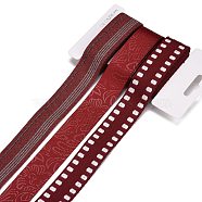 9 Yards 3 Styles Polyester Ribbon, for DIY Handmade Craft, Hair Bowknots and Gift Decoration, Dark Red Color Palette, Dark Red, 1~1-1/8 inch(25~28mm), about 3 yards/style(SRIB-A014-A02)