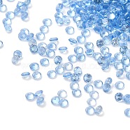 Cubic Zirconia Cabochons, Faceted Diamond, Sky Blue, 1.3x1mm(ZIRC-K090-1.3mm-01K)