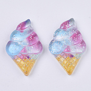 Resin Cabochons, with Glitter Powder, Ice Cream, Colorful, 34.5x21.5x7mm(X-CRES-T019-08)