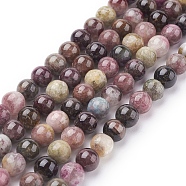 Natural Tourmaline Beads strands, Round, 10mm, Hole: 1mm, 19pcs/strand, 7.5 inch(X-G-C076-10mm-10)