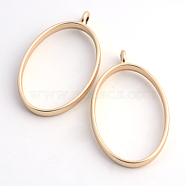 Matte Style Rack Plating Alloy Oval Open Back Bezel Pendants, For DIY UV Resin, Epoxy Resin, Pressed Flower Jewelry, Cadmium Free & Nickel Free & Lead Free, Matte Gold Color, 39x23.8x3.5mm, Hole: 2.8mm, Inner Diameter: 31.2x20.8mm(PALLOY-S047-26C-FF)