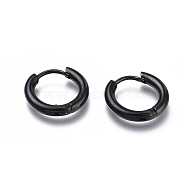 304 Stainless Steel Huggie Hoop Earrings, Hypoallergenic Earrings, Thick Hoop Earrings, Ring, Gunmetal, 10 Gauge, 14.5x14x2.5mm, Pin: 1mm(X-EJEW-O087-06F)