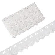 Hollow Cotton Lace Trim, Triangle with Flower, Garment Accesories, White, 1-3/4 inch(45mm), 7.5 yards/bag(OCOR-GF0002-25)