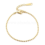 304 Stainless Steel Ball Chain Bracelet for Women, Golden, 8-1/4 inch(20.8cm)(BJEW-B064-12G)