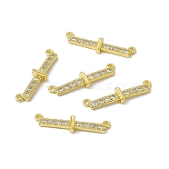 Rack Plating Brass Micro Pave Clear Cubic Zirconia Connector Charms, Real 18K Gold Plated, Long-Lasting Plated, Cadmium Free & Nickel Free & Lead Free, Letter Links, Letter.I, 6.5x24.5x2.5mm, Hole: 1.2mm(KK-C007-37G-I)