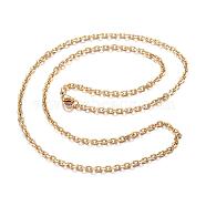 304 Stainless Steel Necklaces, Cable Chain Necklaces, Faceted, Golden, 19.69 inch(50cm)(NJEW-E080-12G)