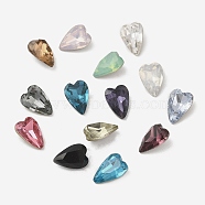 Pointed Back & Back Plated Glass Rhinestone Cabochons, Faceted, Heart, Mixed Color, 10x7x4mm(GLAA-B012-75)