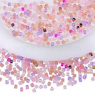 2 Bags Imitation Artificial Crystal Glass Beads, Faceted Cube, Mixed Style, Pink, 3x3x3mm, Hole: 0.9mm, about 100pcs/bag(GLAA-SZ0001-95A-09)