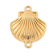 Ion Plating(IP) 304 Stainless Steel Links Connector Charms, Shell Shape, Real 18K Gold Plated, 27x21.5x3.5mm, Hole: 2mm(STAS-I307-509C-G)